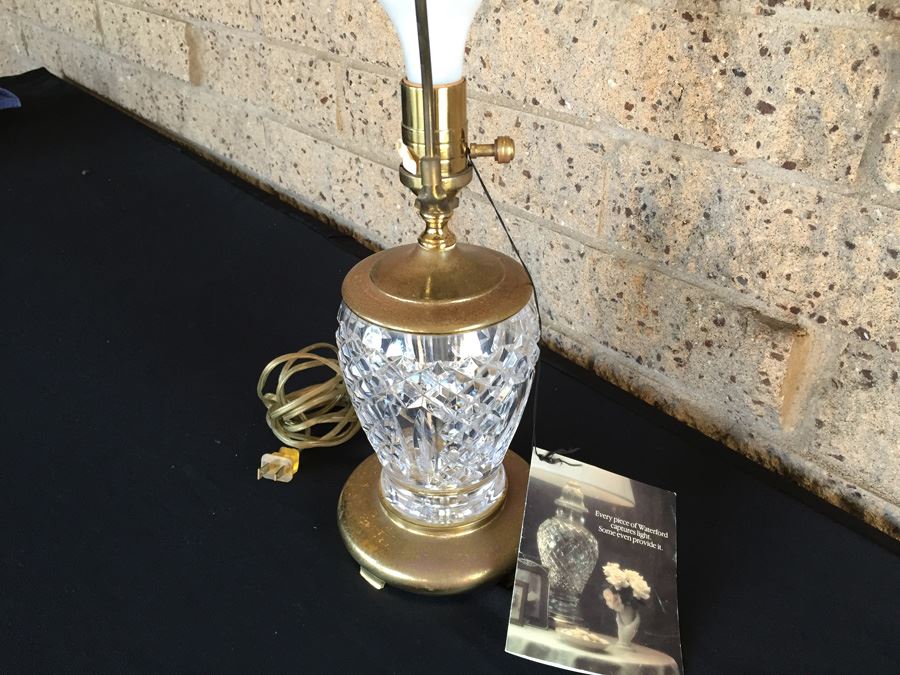 Waterford Crystal Lamp With Original Tag Still Attached Brass Needs Polishing [Photo 10]