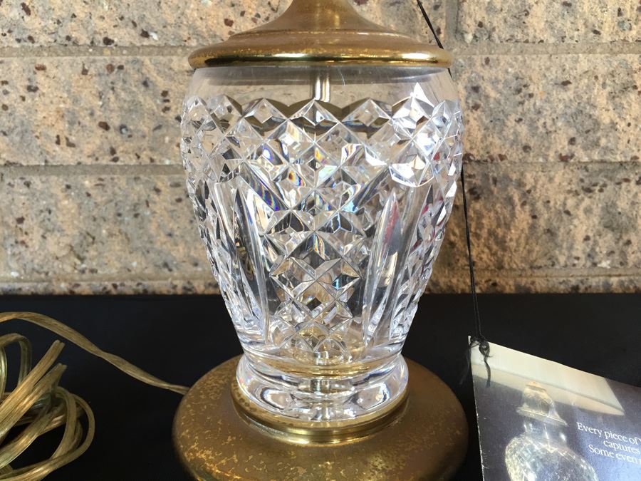 Waterford Crystal Lamp With Original Tag Still Attached Brass Needs Polishing [Photo 4]