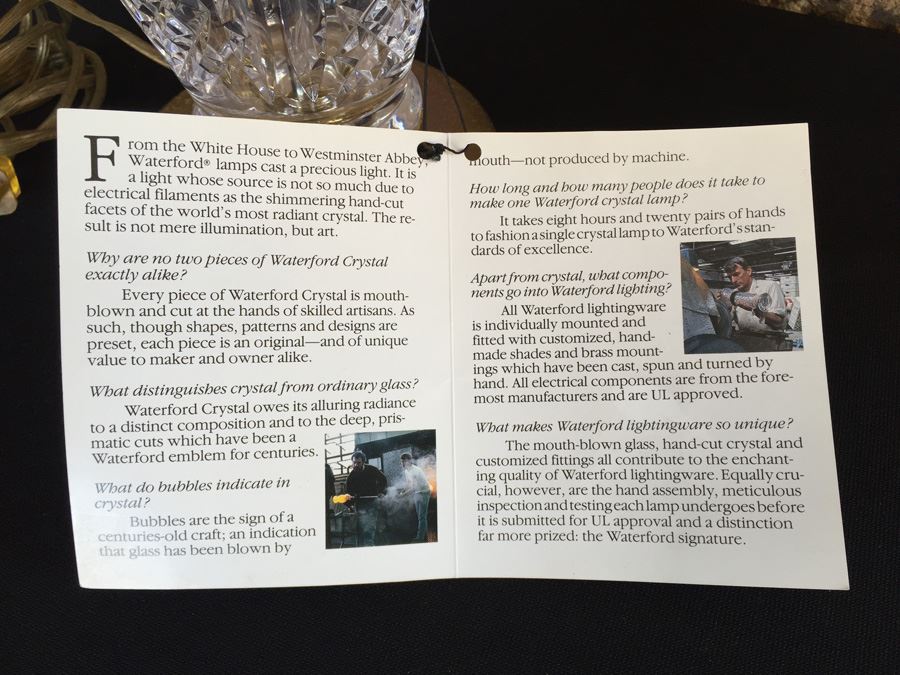 Waterford Crystal Lamp With Original Tag Still Attached Brass Needs Polishing [Photo 6]