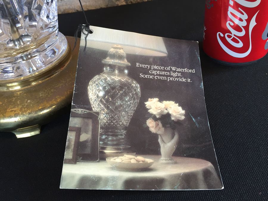 Waterford Crystal Lamp With Original Tag Still Attached Brass Needs Polishing [Photo 5]