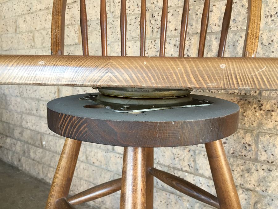 Mid-Century Wooden Bar Stool Swivels [Photo 6]