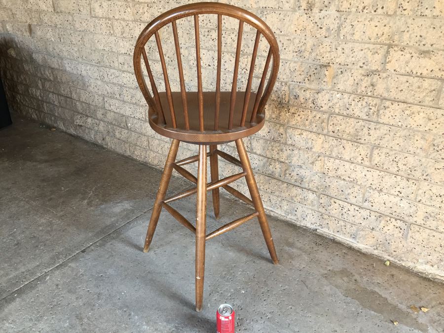 Mid-Century Wooden Bar Stool Swivels [Photo 7]