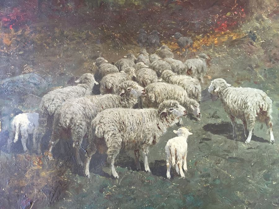 Charles T. Phelan 1900 Original Oil Painting Of Sheep In The Forest Signed In Lower Left Corner Estimate $2,000-$3,000 [Photo 14]