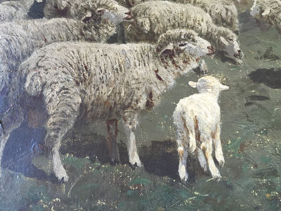 Charles T. Phelan 1900 Original Oil Painting Of Sheep In The Forest Signed In Lower Left Corner Estimate $2,000-$3,000 [Photo 5]