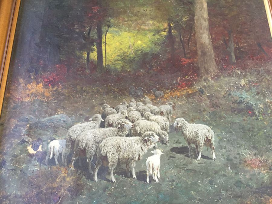 Charles T. Phelan 1900 Original Oil Painting Of Sheep In The Forest Signed In Lower Left Corner Estimate $2,000-$3,000 [Photo 4]