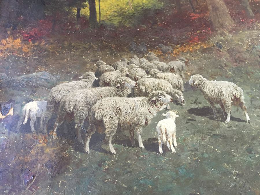 Charles T. Phelan 1900 Original Oil Painting Of Sheep In The Forest Signed In Lower Left Corner Estimate $2,000-$3,000 [Photo 2]