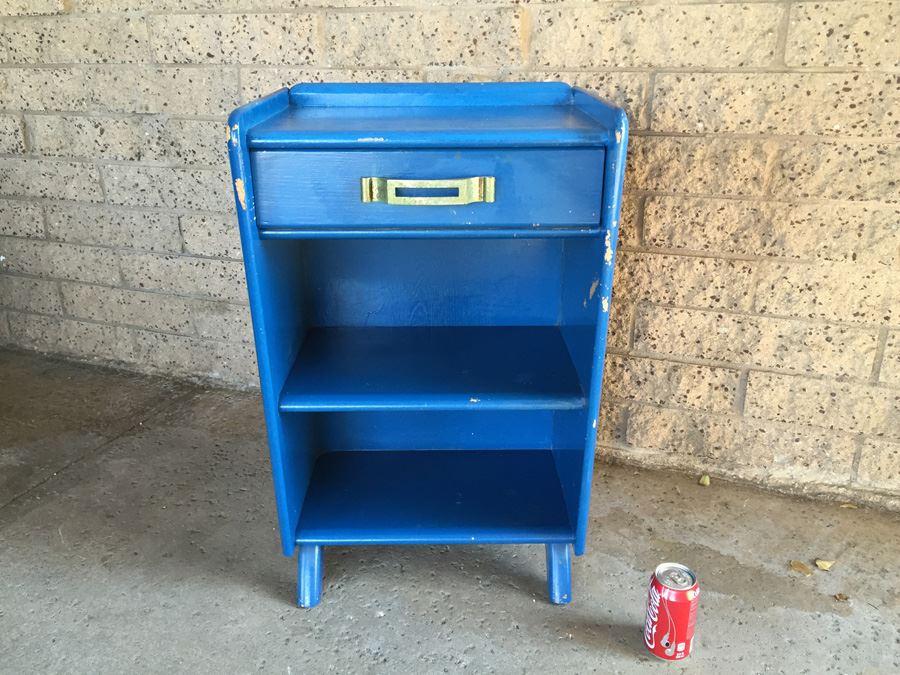 Blue Retro Mid-Century Nightstand By Ronney and Sons [Photo 4]