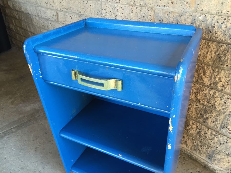 Blue Retro Mid-Century Nightstand By Ronney and Sons [Photo 5]