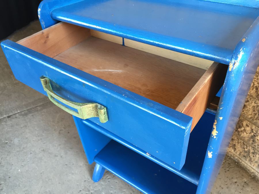 Blue Retro Mid-Century Nightstand By Ronney and Sons [Photo 6]