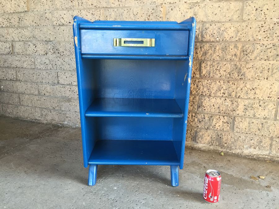 Blue Retro Mid-Century Nightstand By Ronney and Sons [Photo 3]