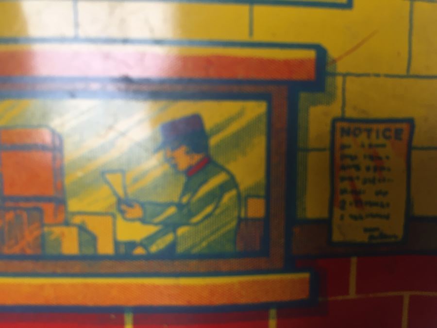 Vintage Tin Litho Toy Train Station American Railway Express Baggage Toytown [Photo 8]
