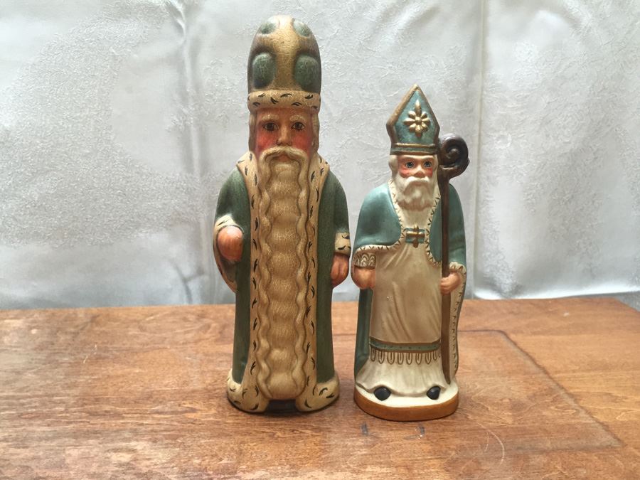 Vaillancourt Folk Art Hand Painted Chalkware Sutton, MA #184 1992 & #87 1996 Priest [Photo 4]