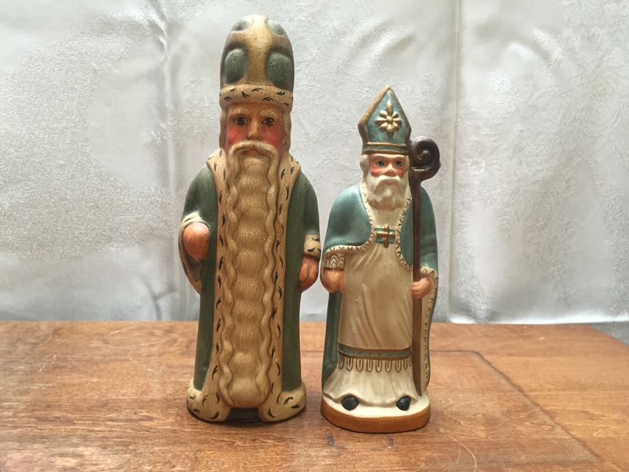Vaillancourt Folk Art Hand Painted Chalkware Sutton, MA #184 1992 & #87 1996 Priest [Photo 1]