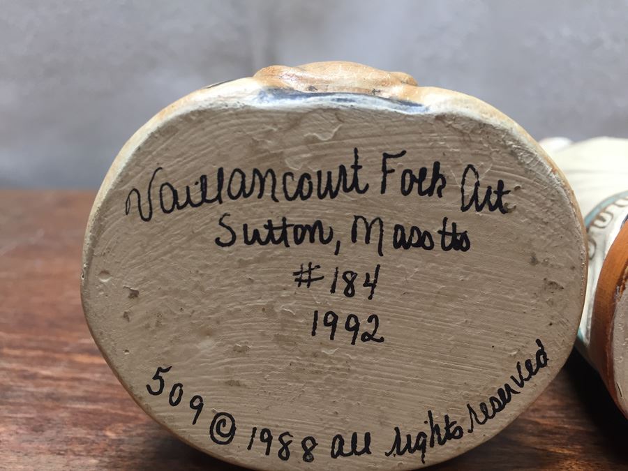 Vaillancourt Folk Art Hand Painted Chalkware Sutton, MA #184 1992 & #87 1996 Priest [Photo 15]