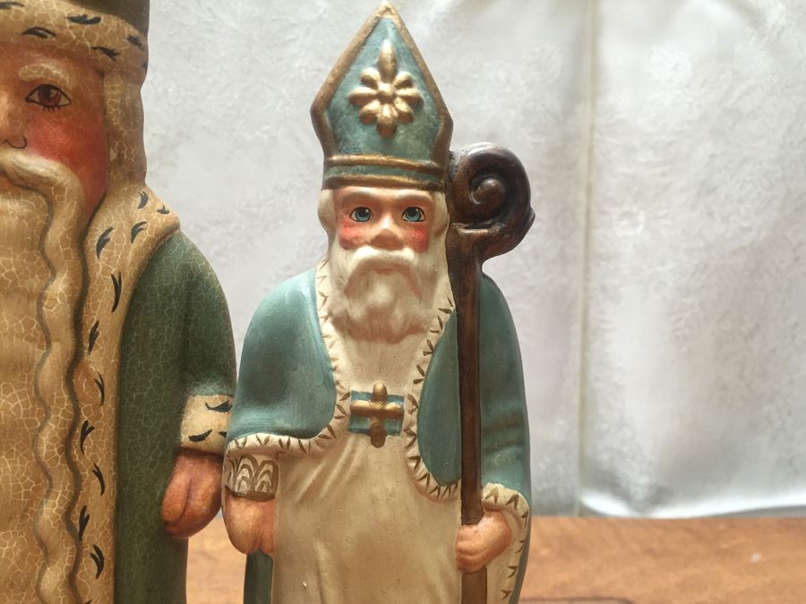 Vaillancourt Folk Art Hand Painted Chalkware Sutton, MA #184 1992 & #87 1996 Priest [Photo 3]