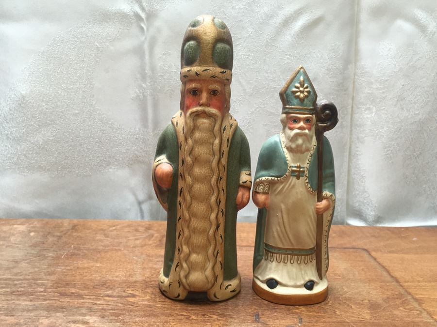 Vaillancourt Folk Art Hand Painted Chalkware Sutton, MA #184 1992 & #87 1996 Priest [Photo 5]