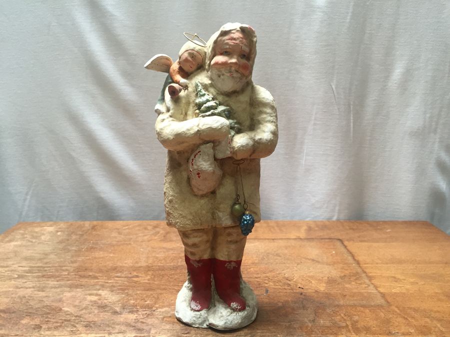 Debbee Thibault Folk Art Limited Edition Hand Painted Signed Santa With Cherub 1998 [Photo 4]
