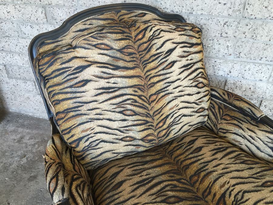 Oversized Upholstered Classy Faux Animal Print Chair With Ottoman [Photo 11]