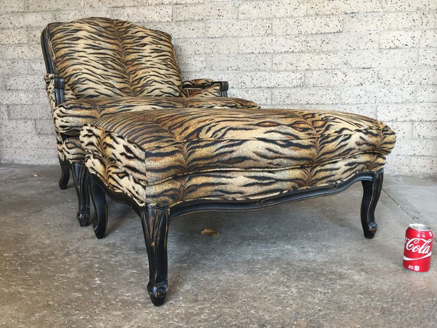 animal print chair and ottoman