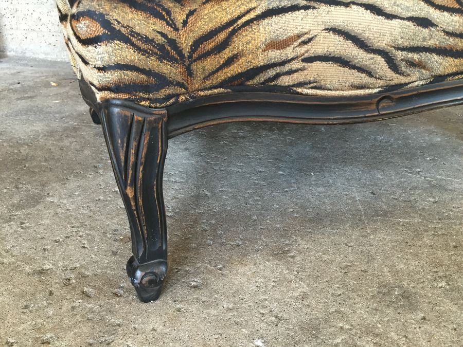 Oversized Upholstered Classy Faux Animal Print Chair With Ottoman [Photo 8]
