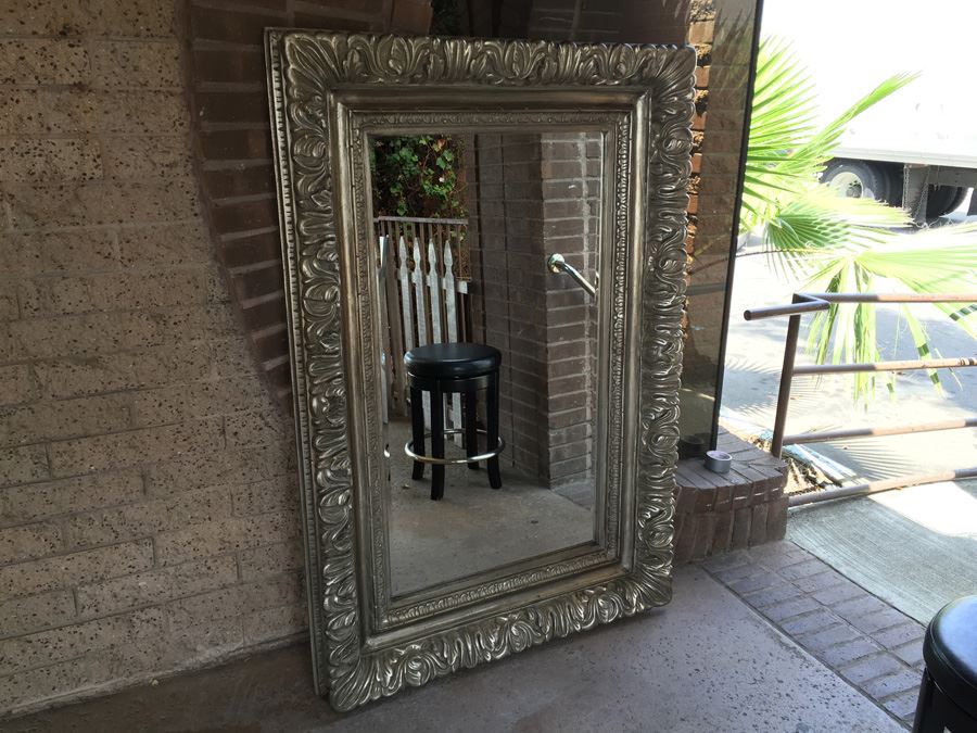 Very Large Ornate Wall Beveled Glass Mirror