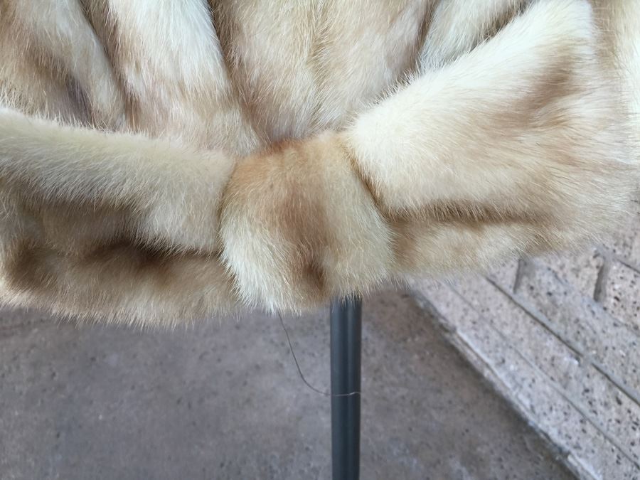 Light Cream Fur Shawl With Fur Bowtie Back [Photo 4]