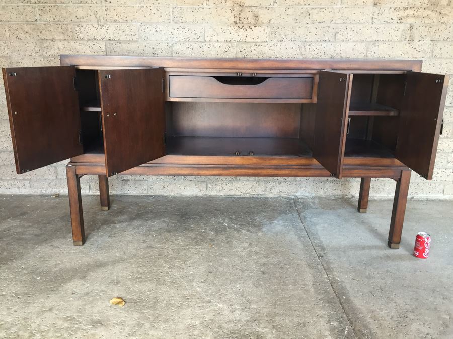 Elegant Wooden Credenza Buffet With Brass Accents By Fine Furniture Design [Photo 2]