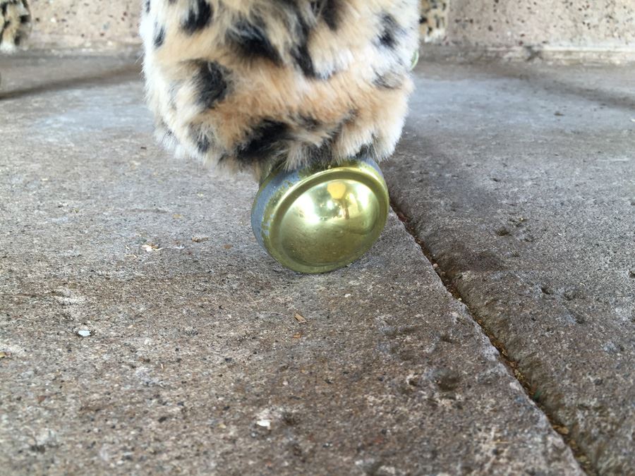 Pair Of Upholstered Classy Faux Animal Print Armchairs On Brass Casters [Photo 9]