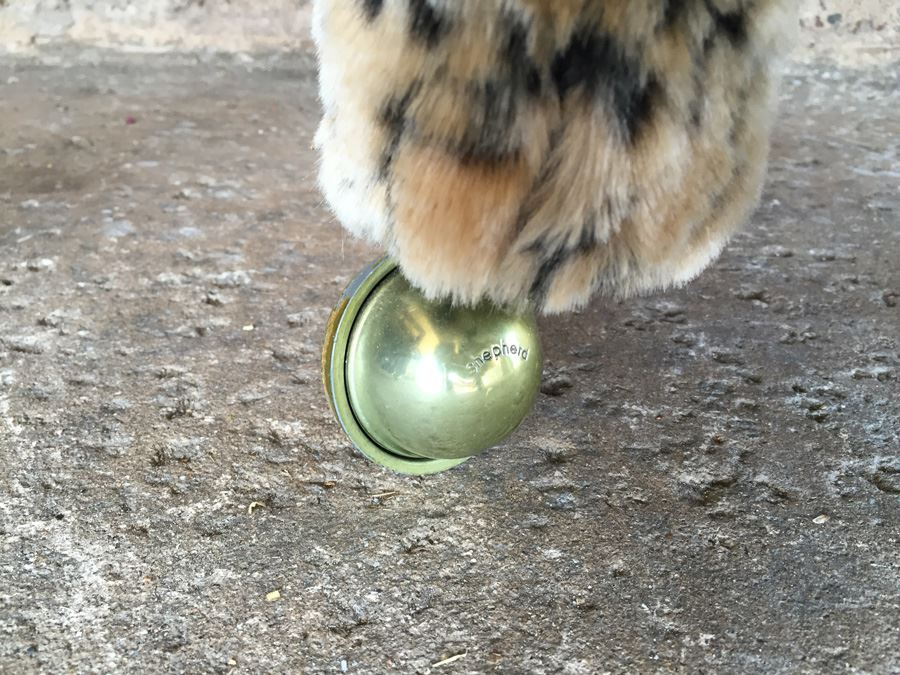 Pair Of Upholstered Classy Faux Animal Print Armchairs On Brass Casters [Photo 10]