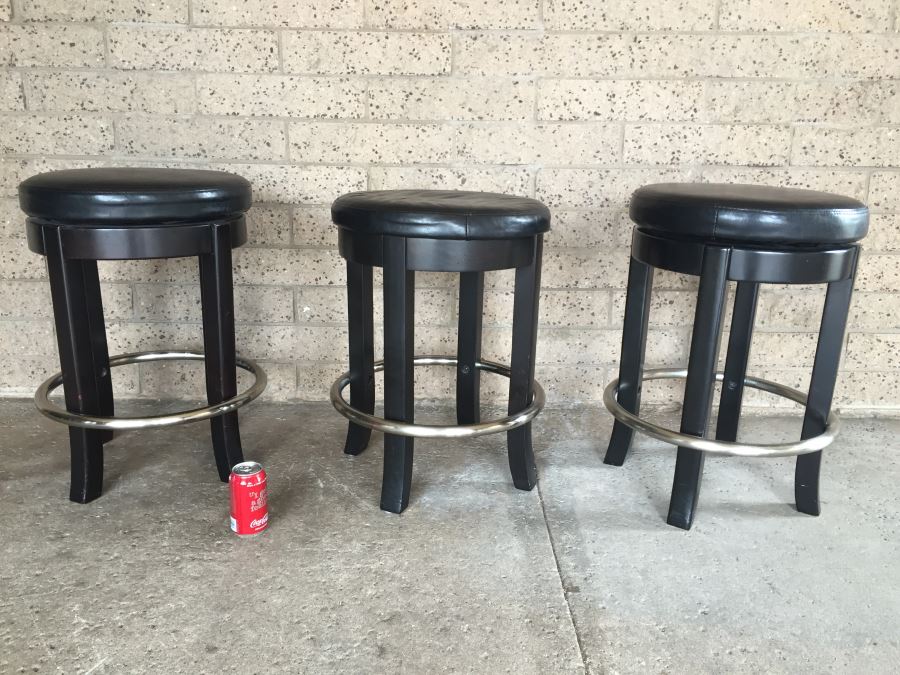 (3) Black Contemporary Swivel Bar Stools [Photo 1]