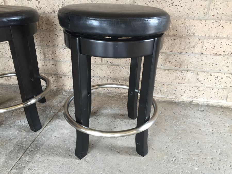 (3) Black Contemporary Swivel Bar Stools [Photo 3]