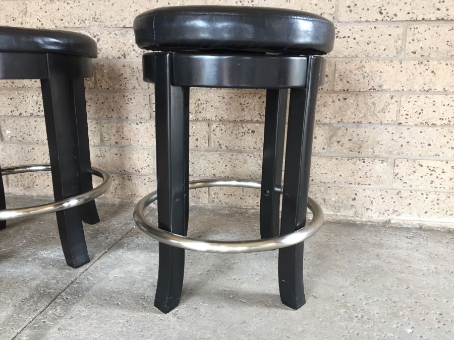 (3) Black Contemporary Swivel Bar Stools [Photo 4]
