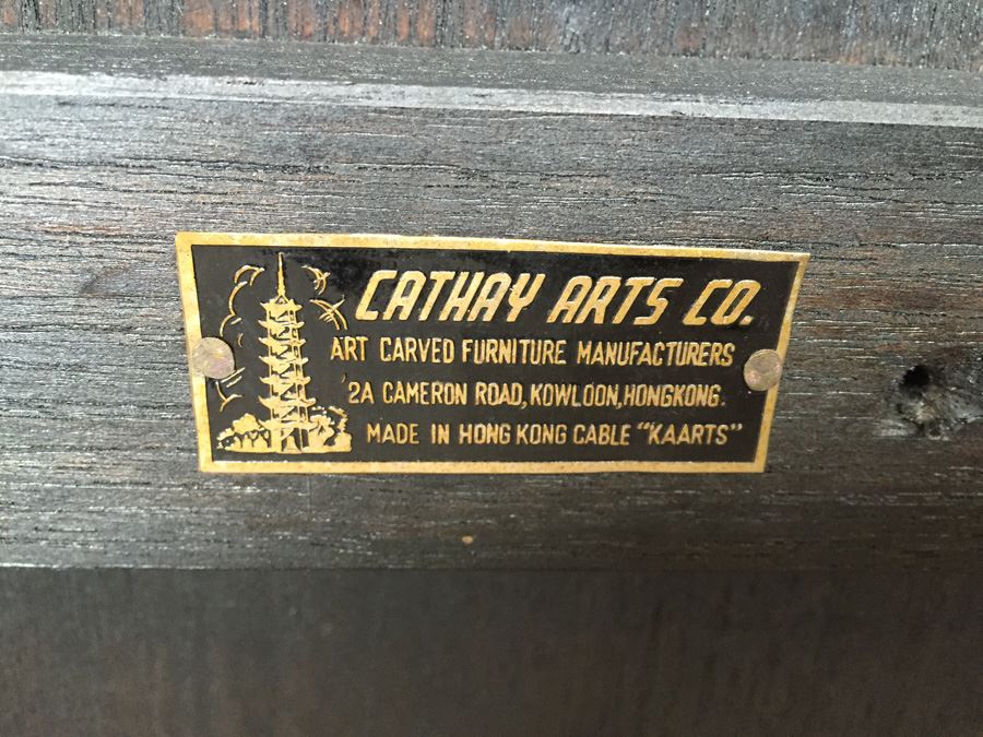 Cathay Arts Co Hong Kong Mid-Century Carved Round Black Coffee Table [Photo 3]