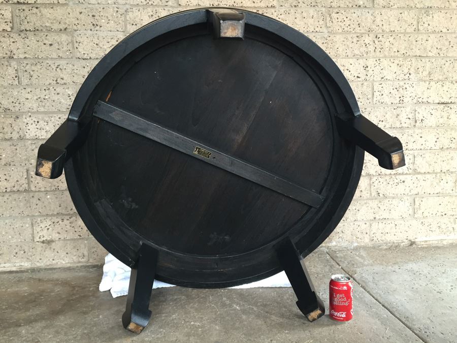 Cathay Arts Co Hong Kong Mid-Century Carved Round Black Coffee Table [Photo 10]
