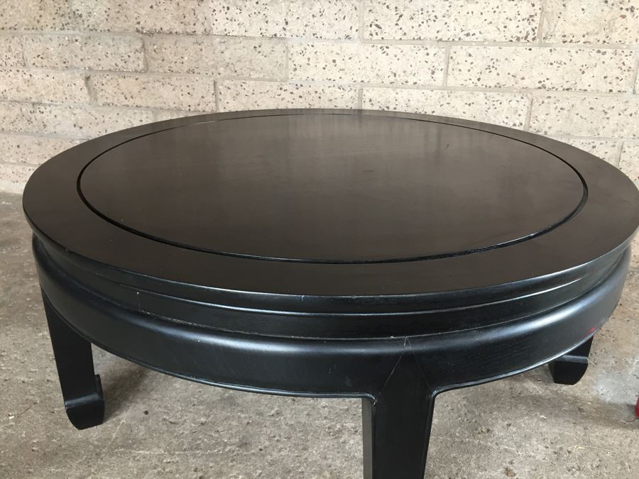 Cathay Arts Co Hong Kong Mid-Century Carved Round Black Coffee Table [Photo 7]