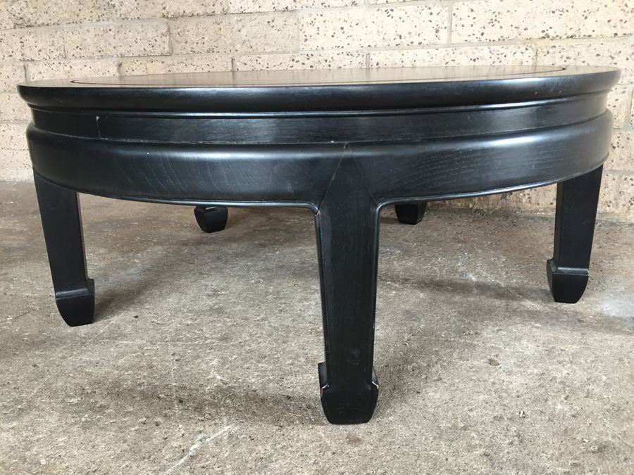 Cathay Arts Co Hong Kong Mid-Century Carved Round Black Coffee Table [Photo 4]