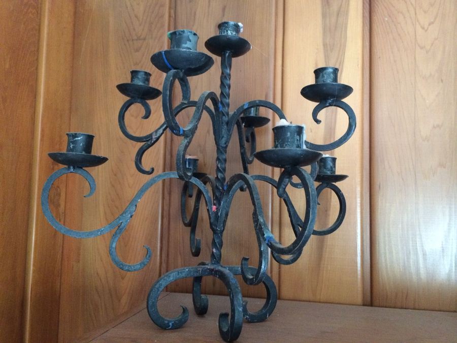 Pair of Wrought Iron Candleabras