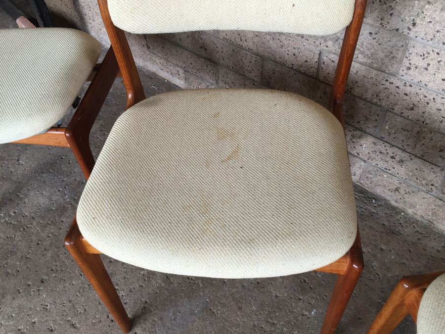 Set Of 4 Mid-Century Modern Teak Dining Chairs Need Reupholstering [Photo 8]