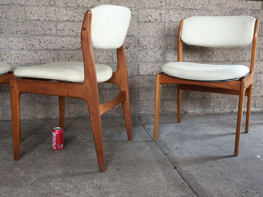 Set Of 4 Mid-Century Modern Teak Dining Chairs Need Reupholstering [Photo 10]