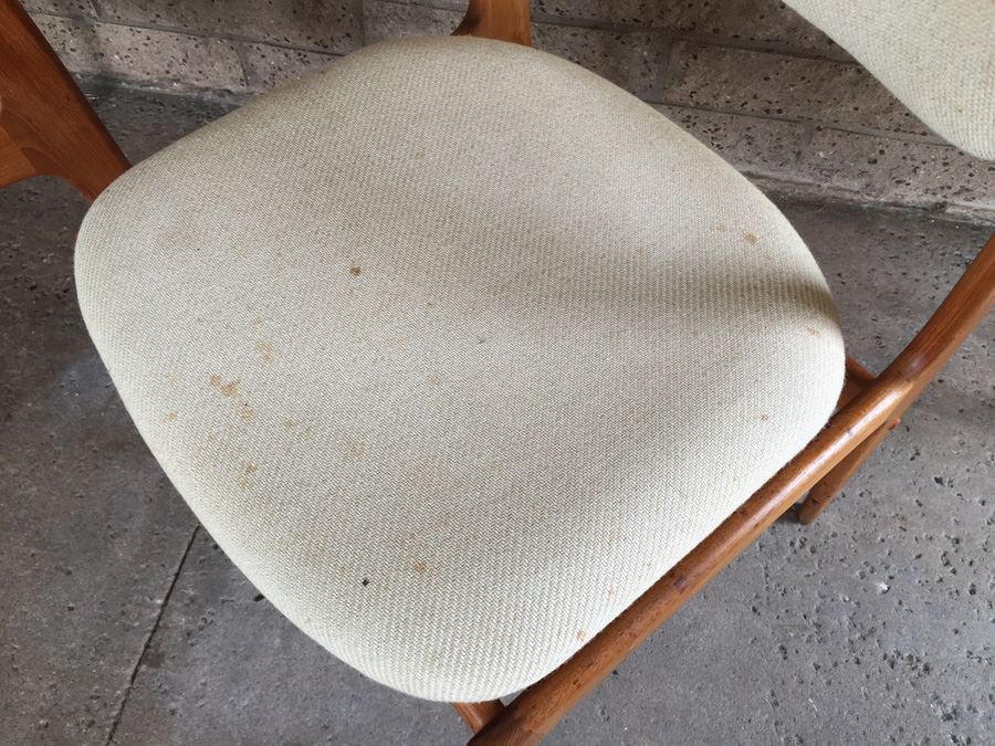 Set Of 4 MidCentury Modern Teak Dining Chairs Need Reupholstering