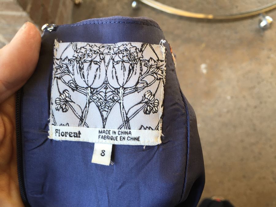 Blue Pattern Below The Knee Length Floreat Dress [Photo 4]