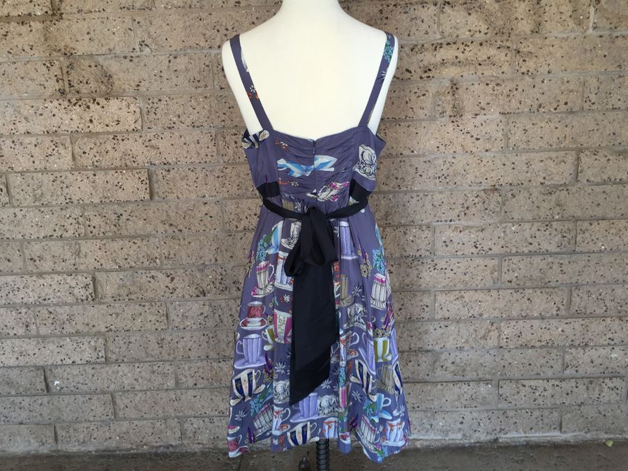 Blue Pattern Below The Knee Length Floreat Dress [Photo 2]