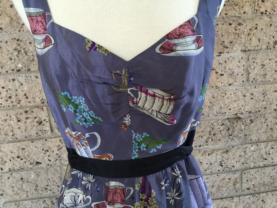 Blue Pattern Below The Knee Length Floreat Dress [Photo 3]