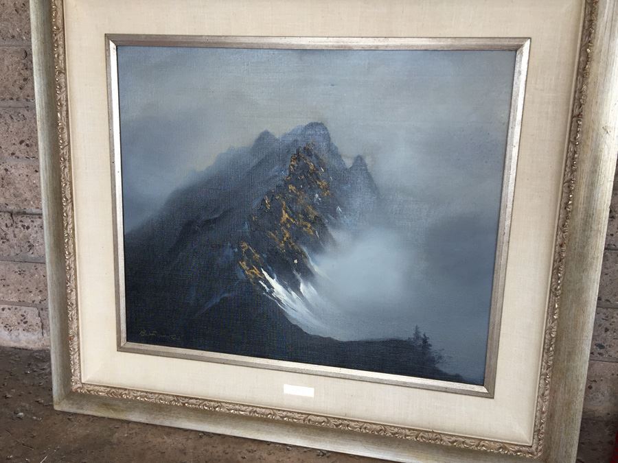 Original Oil Painting Of Mountain In The Mist By Mitsuzo Shimizu (1905 - 1986) [Photo 5]