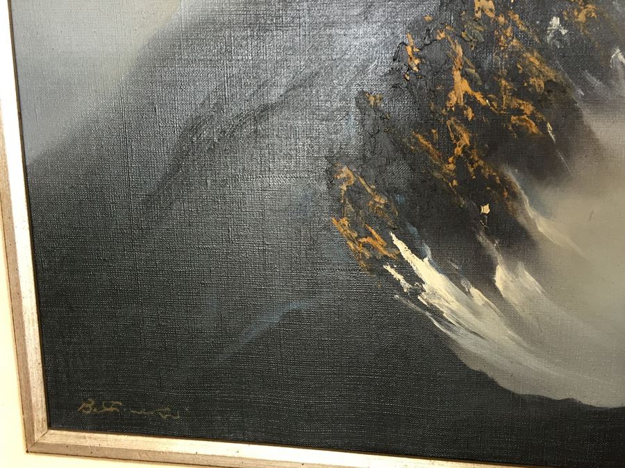 Original Oil Painting Of Mountain In The Mist By Mitsuzo Shimizu (1905 - 1986) [Photo 10]