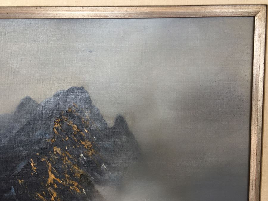 Original Oil Painting Of Mountain In The Mist By Mitsuzo Shimizu (1905 - 1986) [Photo 8]
