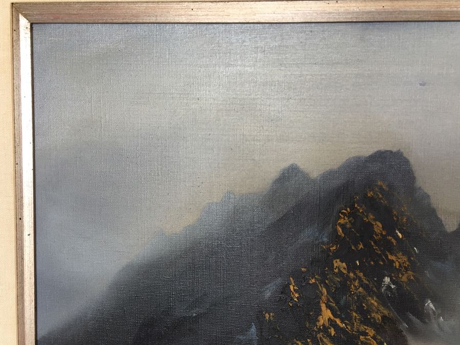 Original Oil Painting Of Mountain In The Mist By Mitsuzo Shimizu (1905 - 1986) [Photo 9]
