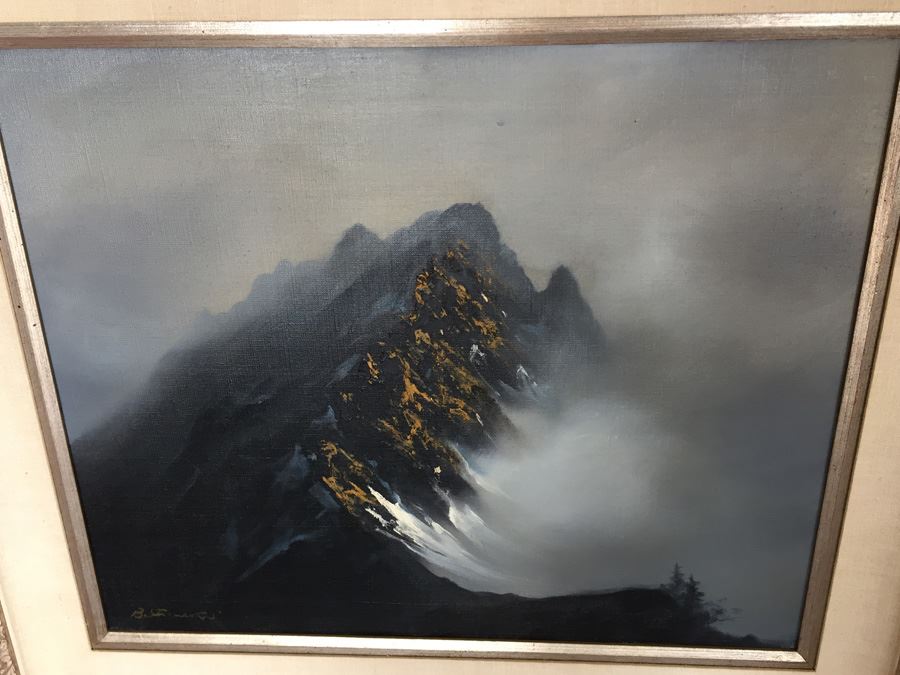 Original Oil Painting Of Mountain In The Mist By Mitsuzo Shimizu (1905 - 1986) [Photo 6]