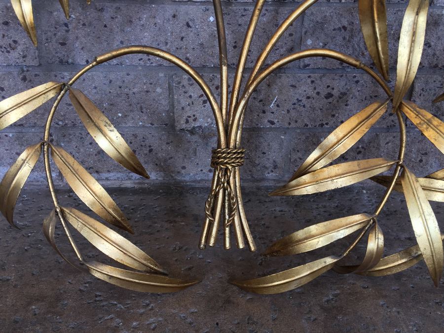 Large Gilt Metal Branch And Leaves Wall Hanging [Photo 3]