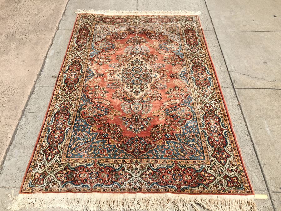 Stunning Hand Knotted Silk Rug Was Wall Mounted